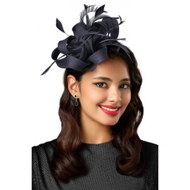 BABEYOND Fascinator Hats for Women - Tea Party Hats Fascinators Kentucky Headband Derby Hat Wedding Feathers Ribbon Headwear