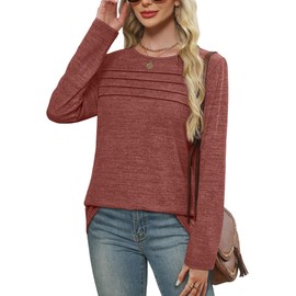 WIHOLL Womens Fall Fashion 2025 Outfits Long Sleeve Tops Dressy Casual Tunic Sweaters Winter Clothes Caramel L