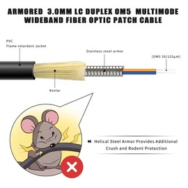 YUTIANHOME 100m/330ft OM5 Multimode Armored LC to LC Fiber Optic Patch Cord, 40Gb 100Gb Duplex Wideband MMF Jumper, 50/125, Indoor/Outdoor, LC-LC with Pulling Eye Kit Installed on one end