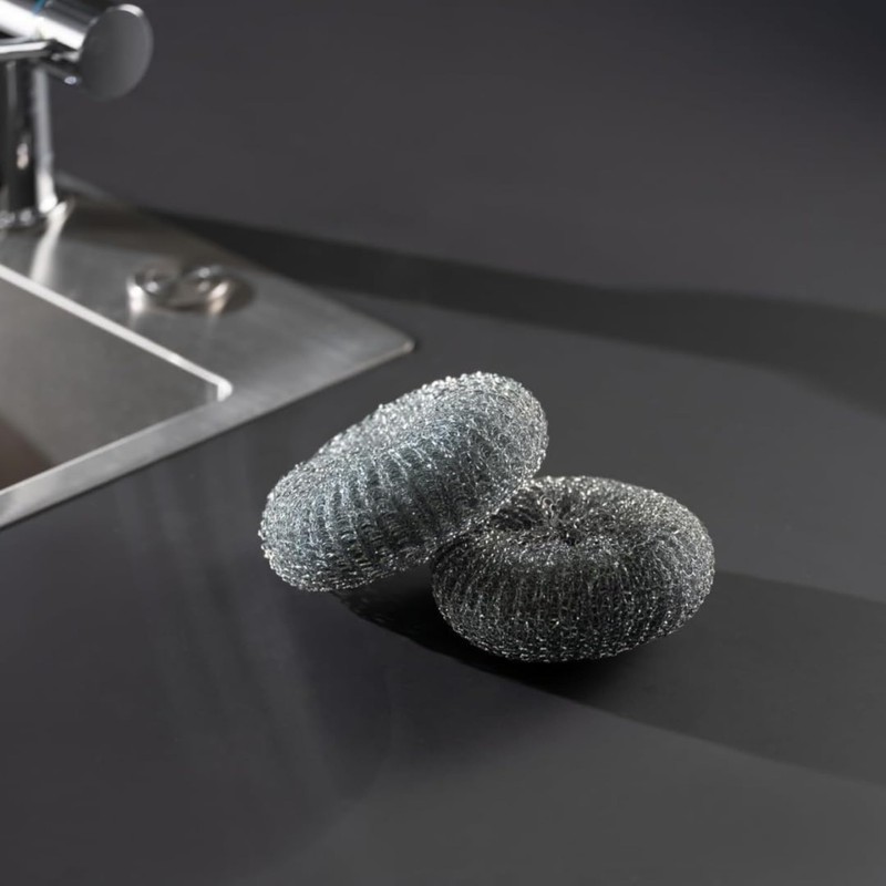 PARENCE – Set di 2 spugne in acciaio inox –