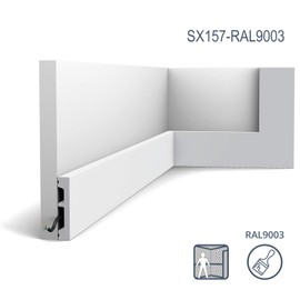 Skirting Orac Decor SX157-RAL9003 AXXENT Square Baseboard Moulding Panel Moulding Decorative Moulding Already Painted Contemporary Design Signal White 2 m