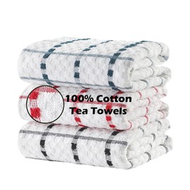 VEARZ® 100% Cotton Terry Tea Towels | 4-12 Packs Kitchen Hand Towels Super Highly Absorbent Soft Touch Dish Cloth Hotel Quality Towel 40x65cm,6 Pack