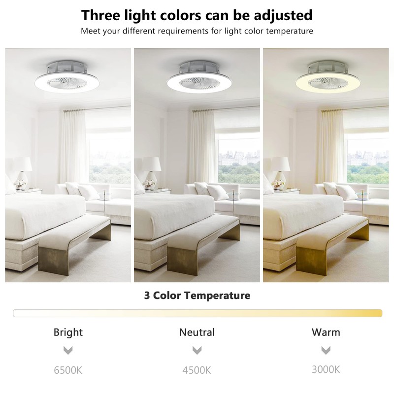 PrimeMall Bladeless Ceiling Fan with Light and Remote Control 22"