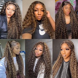 Dokksiiia Highlight Loose Deep Weave Bundles Human Hair P1B/27 Two Tone Black and Honey Blonde Mix Ombre Deep Wave Bundles Double Weft Brazilian Human Hair Extensions 26 28 30 Inch