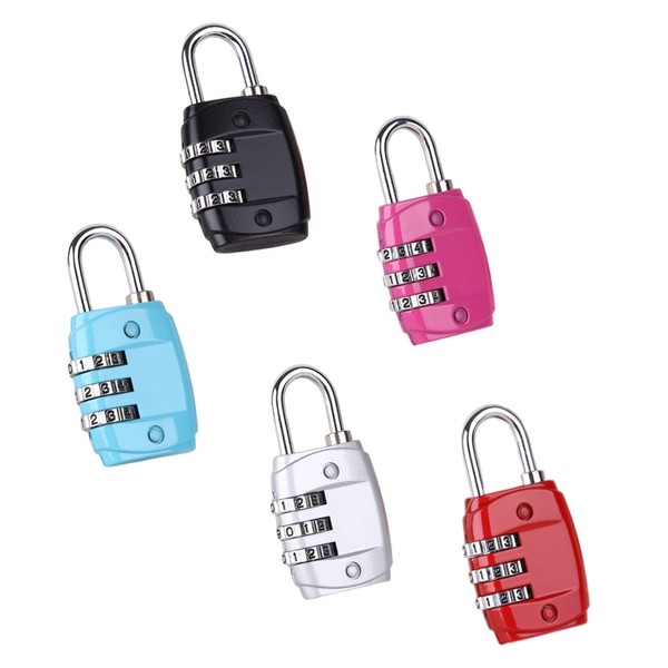 5 Pieces Combination Lock, 3-Digit Suitcase Lock, Colourful Combination Lock,