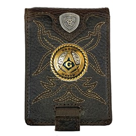Custom Masonic Square and Compasses Ariat Shield Brown Pop Up Card Case