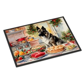 Caroline's Treasures DAC3857MAT Norwegian Elkhound Christmas Cookies Doormat Front Door Mat Indoor Outdoor Rugs for Entryway, Non Slip Washable Low Pile, 18H X 27W