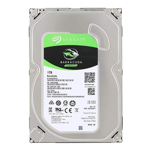 Seagate 1TB SATA 3.5 BarraCuda SingPk (ST1000DM010) Internal Hard Drive