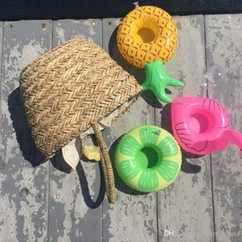 Inflatable Drink Holder 3 Pack Lemon Drink Pool Floats Cup Holders for Summer Pool Party, Variety Shape to Choose