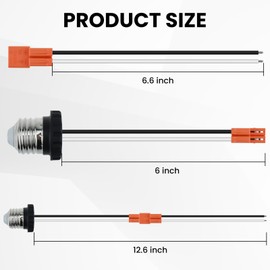 DALQUIS 3 Pcs E26 Socket Adapter, Medium Base Male Screw in Light Bulb Socket Pigtail, Socket Adapter Pigtail for Led Ceiling Lights Downlight