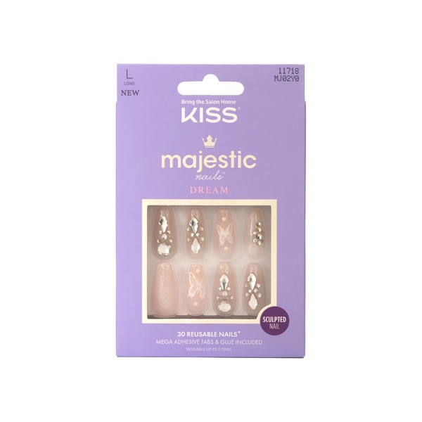 KISS Majestic, 30 Pcs Press On Nails, Medium Coffin Fake