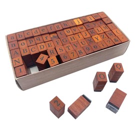 MUWINC Stamps-70 PCS Crafting Kit for Scrapbook,Wooden Rubber Alphabet & Number Stamp Set with Storage Box for Scrapbook, Card Making and DIY Projects