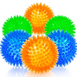Bolas chirriantes para perros pequeñas, pelotas de goma para perros 6 unidades de colores brillantes TPR juguetes para cachorros perro chirriantes jug