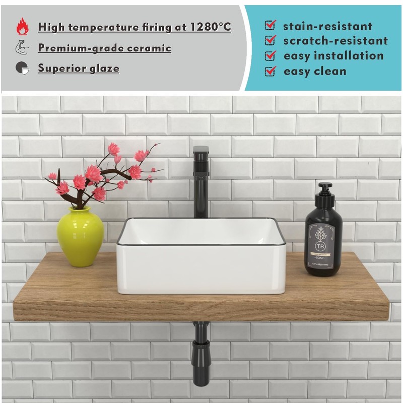 J-FAMILY 14.5'' x 10.6'' Bathroom Small Vessel Sink Above Counter