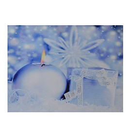 NORTHLIGHT LED Lighted Candle and Gift Wintry Scene Canvas Wall Art 12" x 15.75" Christmas Decorations, Blue