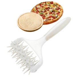 Pizza Dough Docker, Pastry Roller with Spikes Pizza Docking Tool for Home Kitchen - Pizza Making Accessories that Prevent Dough from Blistering, Ice Gray