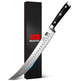 SHAN ZU 12" Slicing Knife - Brisket Slicing Meat Carving Knife Professional German 1.4116 Stainless Steel Razor Sharp Blade, Ergonomic Wood Handle & Full Tang Design, Gift Box Included