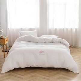 ARlinen Cotton Duvet Cover Super King 98X108 Size, White Solid Comforter Cover Bedding 1 Pieces Duvet Cover Solid Color and Ultra Soft with Zipper Closure, 4 Corner Ties, Simple Bedding Style,