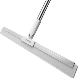 LFBEAR Rubber Squeegee for Floor with 180° Rotating Head, 50'' Long Handle Floor Squeegee Broom,Squeegee Broom, Squeegee for Window Cleaning, Bathroom Tile, Garage Concrete, Deck, Shower Glass