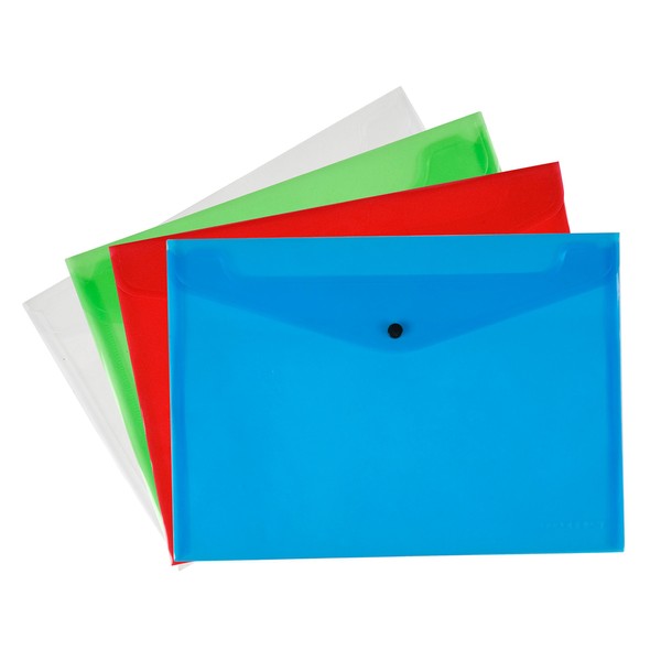 Q Connect A4 Polypropylene Document Folder - Assorted, Pack of