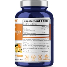 NusaPure NusaPure Bitter Orange 500mg 200 Veggie Caps (Vegetarian, Non-GMO, Gluten Free) Bioperine