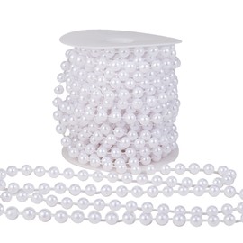 YoungJewl 8mm Crafts Faux Pearl Beads Garland Pearl Bead Roll Strand of Pearls to Decorate Floral Centerpieces Wedding Party Favor Christmas Tree(33 Feet White)