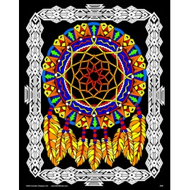 Dream Catcher - Fuzzy Velvet Coloring Poster For Kids, Toddlers, and Adults - Arrives Uncolored - Great Indoor Coloring Project or Quiet Time Activity