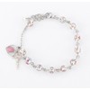 Needzo Rose Embedded Round Murano Glass Sterling Silver Rosary 6mm