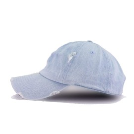 Cross Vintage Baseball Cap Embroidered Cotton Adjustable Distressed Dad Hat Light Denim