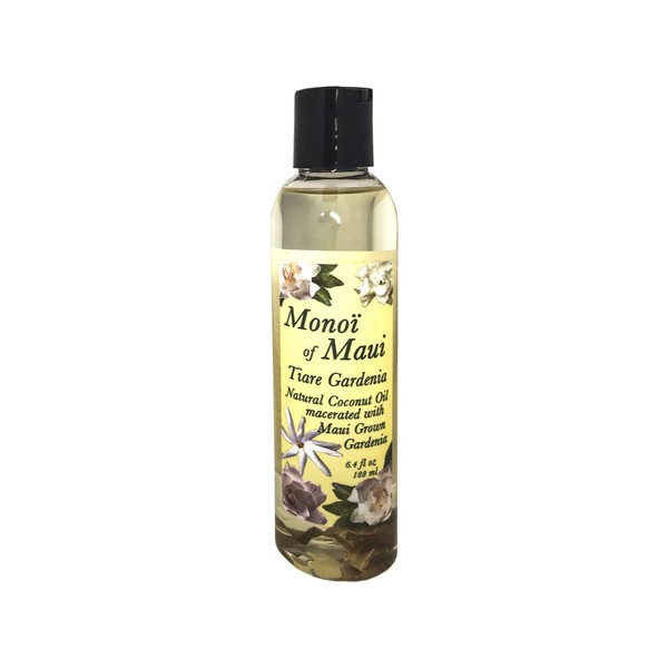 Monoi of Maui Tiare Gardenia Natural Coconut Oil for Skin, Hair, Tanning, and Massage