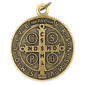 Vatican Imports Large Saint Benedict Medal - 2" Diameter (Antique Bronze)