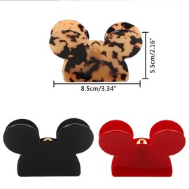 Mouse Ears Hair Claw Clips, BENOSPACE 3Pcs Acrylic Mouse Head Hair Clips for Thin Medium Curly Hair Lady Bear Non-slip Hair Catch Barrette Strong Hold Jaw Clamp Women Fashion Hair Styling Accessories