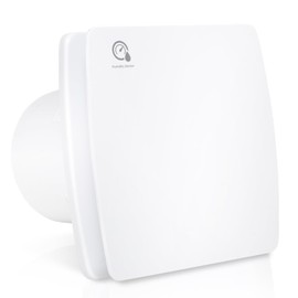 Randaco Bathroom Fan 150 mm with Humidity Sensor and Backflow Flap Timer, Bathroom Fan, Exhaust Fan, Ceiling and Wall Mounting, Quiet Operation, Bathroom Fan for Kitchen, Bathroom and Basement, White