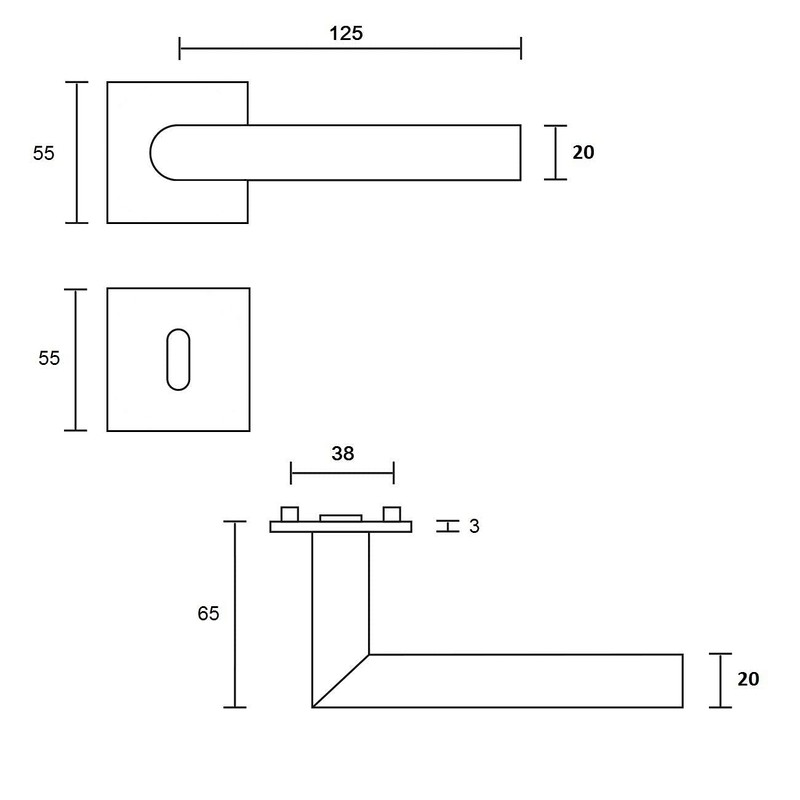 ck-türbeschläge New Orleans Q Handle Set 3 mm Magnetic Flat