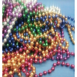 Unbranded (12 BEADS) MARDI GRAS BEADS 33" METALLIC FESTIVE PARTY, ASSORT COLOR GOLD/RED