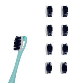 Set mit 8 wiederaufladbaren Zahnbürstenköpfen, kompatibel – aus französischer Produktion (Blau, Medium, Erwachsene)