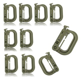 MYLERCT 10 Stück Karabiner Kunststoff, D-Form Kleine Karabiner, Drucktyp Karabinerhaken Kunststoff, Armeegrün, für Taschen, Kleidung, Geschenkartikel