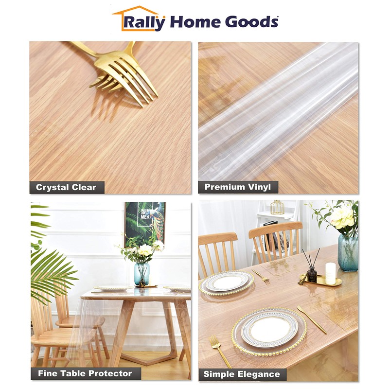 Rally Home Goods - Mantel rectangular de vinilo transparente de