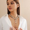 Chunky Gold Beaded Choker Necklace for Women Big Silver Teardrop