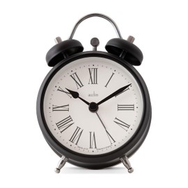 Acctim Shefford Analogue Faux Double Bell Small Alarm Clock (Black)