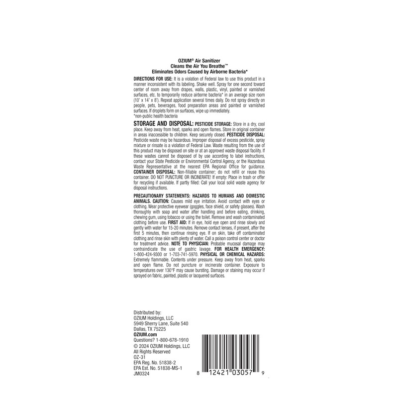 Ozium Air Sanitizer & Odor Eliminator for Homes, Cars, Offices