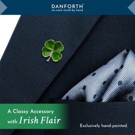 DANFORTH – Green Four Leaf Clover Lapel Pin, Shamrock Pin, Handcast Pewter Lapel Pin, 3/4", Made In USA