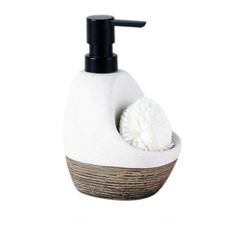 Hosoncovy 450 ml Ceramic Liquid Soap Dispenser with Pump, Pump Bottle Dispenser with Soap/Foam Holder, Refillable Hand Wash Liquid Lotion Jar Dispenser for Bathroom, Worktop, Kitchen (White)