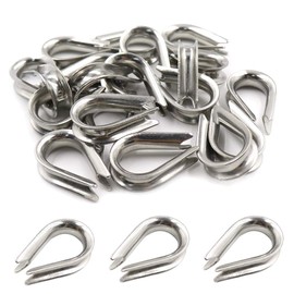 PHITUODA M5 Stainless Steel Thimble for 5/32" - 3/16" Dia Wire Rope Cable Thimbles Rigging-20pcs