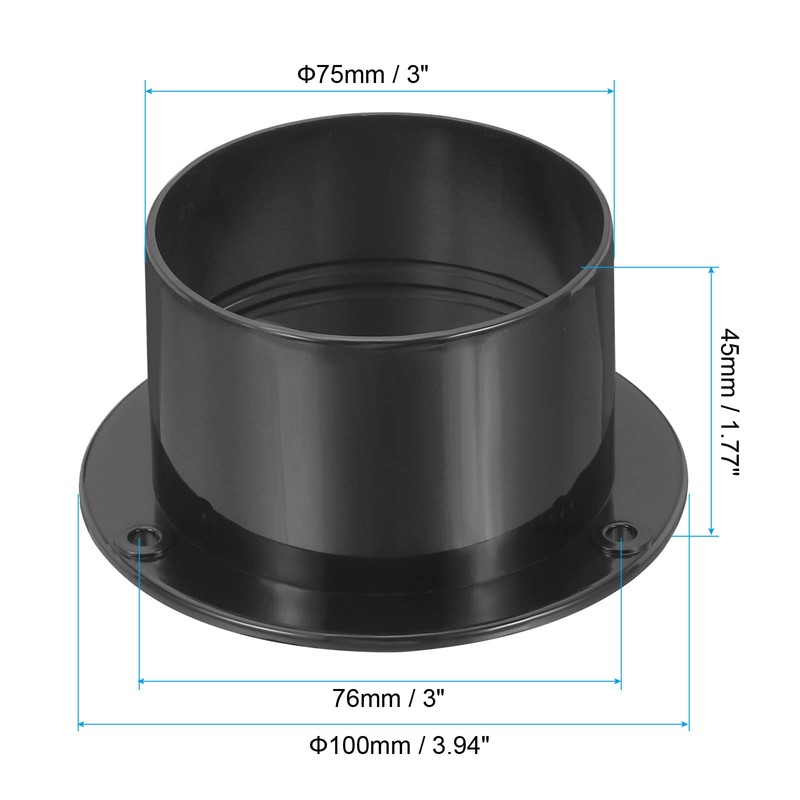 PATIKIL 3 Inch Duct Connection Flange ABS Straight Pipe Pipe