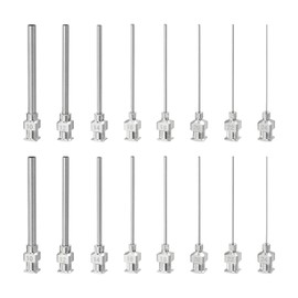 PATIKIL Blunt Tip Dispensing Needles with Bent Blunt Needle, 16 Pcs 1.5 Inch 8 Different Gauge Industrial Liquid Dispenser Needle for Refilling Liquid Ink, Silver Tone