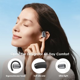 Futurtecer Open Ear Bluetooth 5.4 Earbuds with Earhook | 36H Playtime | IP54 Waterproof | Stereo Sound Wireless Earphones for Sports, Running, and Workouts (Black)