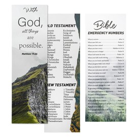 VANRA 20 Pack Books of The Bible Bookmark + 20 Pack Bible Emergency Numbers Christian Bookmarks Bulk Large Print Book Markers for Reading Religious Church Gifts for Prayers Women Men