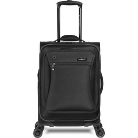 WallyBags Solutions Expandable Spinner Carry-On with Padded Laptop and Electronics Pockets, Black, 20-Inch
