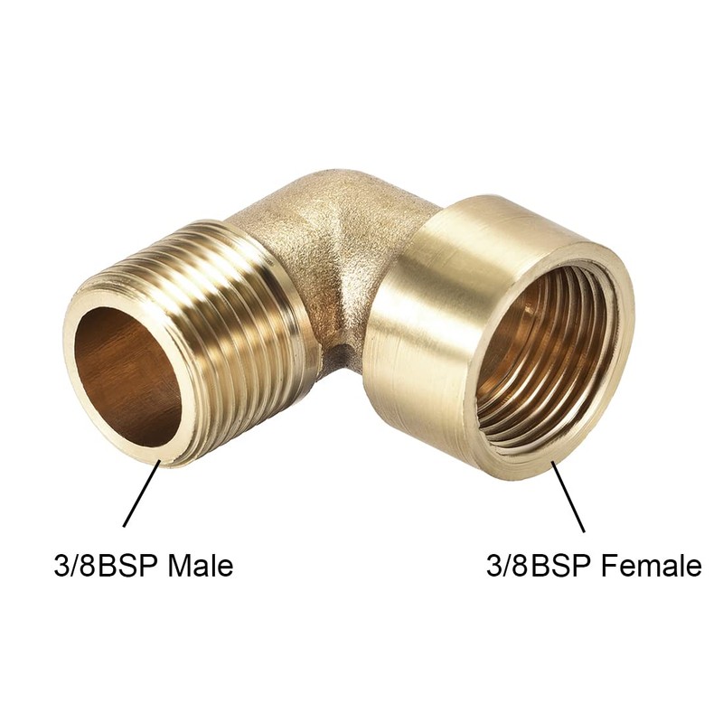 sourcing map Brass Pipe Fitting 90 Degree Elbow 3/8 (BSP)